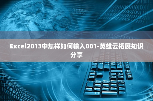 Excel2013中怎样如何输入001-英雄云拓展知识分享