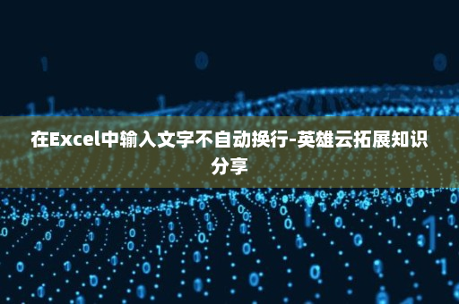 在Excel中输入文字不自动换行-英雄云拓展知识分享