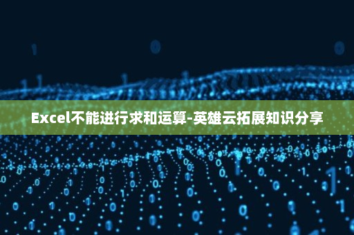 Excel不能进行求和运算-英雄云拓展知识分享