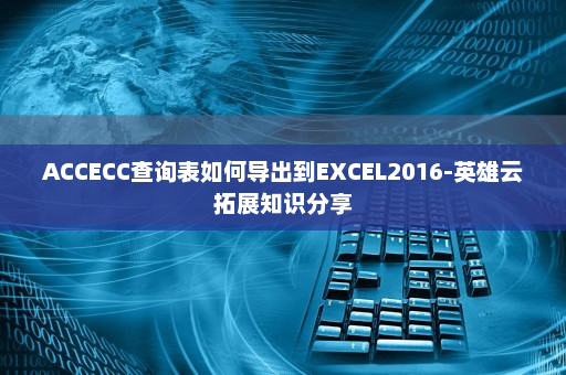 ACCECC查询表如何导出到EXCEL2016-英雄云拓展知识分享