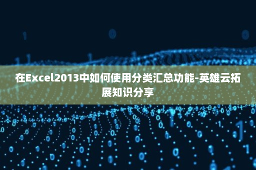 在Excel2013中如何使用分类汇总功能-英雄云拓展知识分享