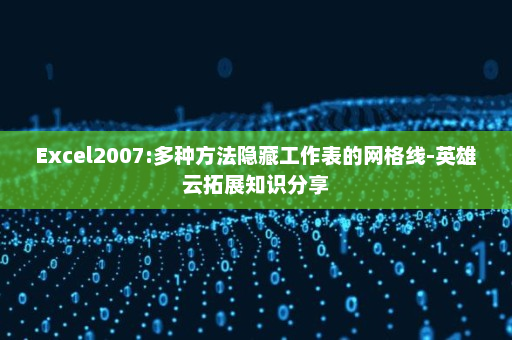 Excel2007:多种方法隐藏工作表的网格线-英雄云拓展知识分享