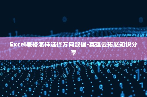 Excel表格怎样选择方向数据-英雄云拓展知识分享