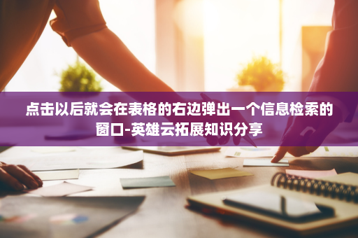 点击以后就会在表格的右边弹出一个信息检索的窗口-英雄云拓展知识分享