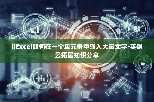 ​Excel如何在一个单元格中输入大量文字-英雄云拓展知识分享