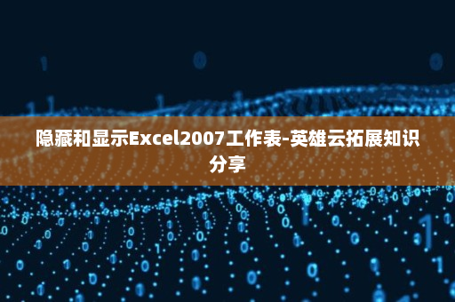 隐藏和显示Excel2007工作表-英雄云拓展知识分享