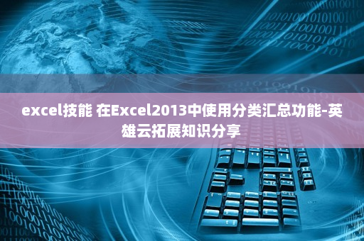 excel技能 在Excel2013中使用分类汇总功能-英雄云拓展知识分享