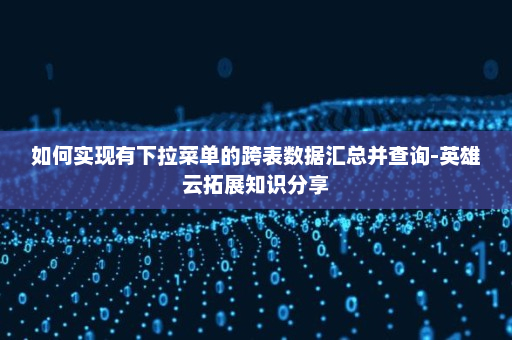 如何实现有下拉菜单的跨表数据汇总并查询-英雄云拓展知识分享