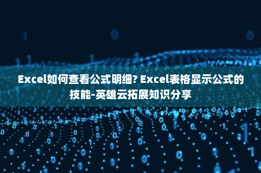 Excel如何查看公式明细? Excel表格显示公式的技能-英雄云拓展知识分享