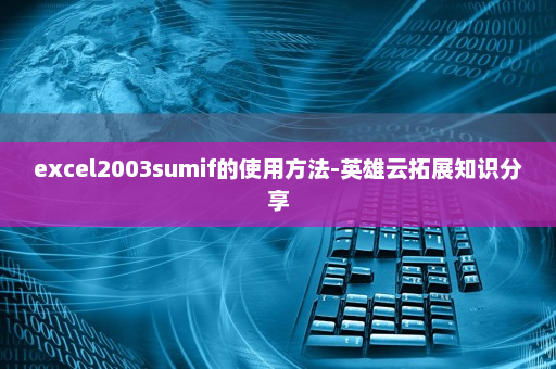excel2003sumif的使用方法-英雄云拓展知识分享