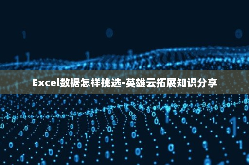 Excel数据怎样挑选-英雄云拓展知识分享