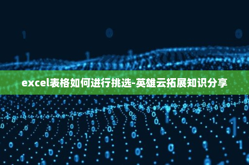 excel表格如何进行挑选-英雄云拓展知识分享