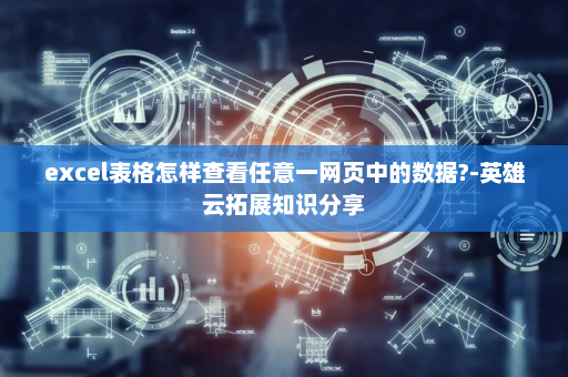 excel表格怎样查看任意一网页中的数据?-英雄云拓展知识分享